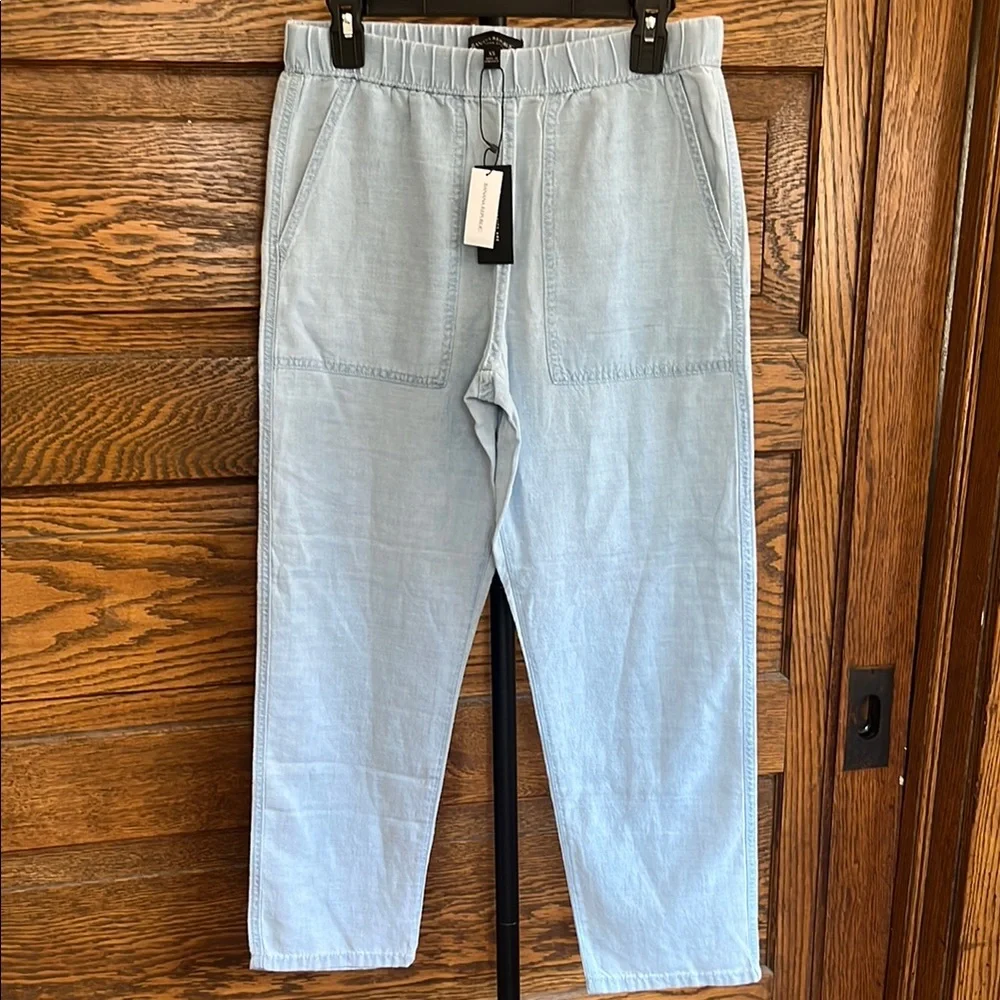 Banana Republic Linen Blend Pants Light Blue Cropped Lightweight Sz XS NWT